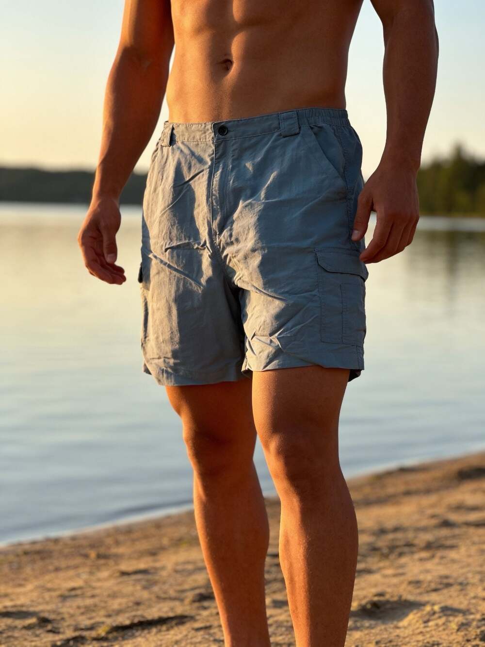 Reel Legends Performance Outfitters Men's Lightweight Cargo Shorts - Blue, 2XL